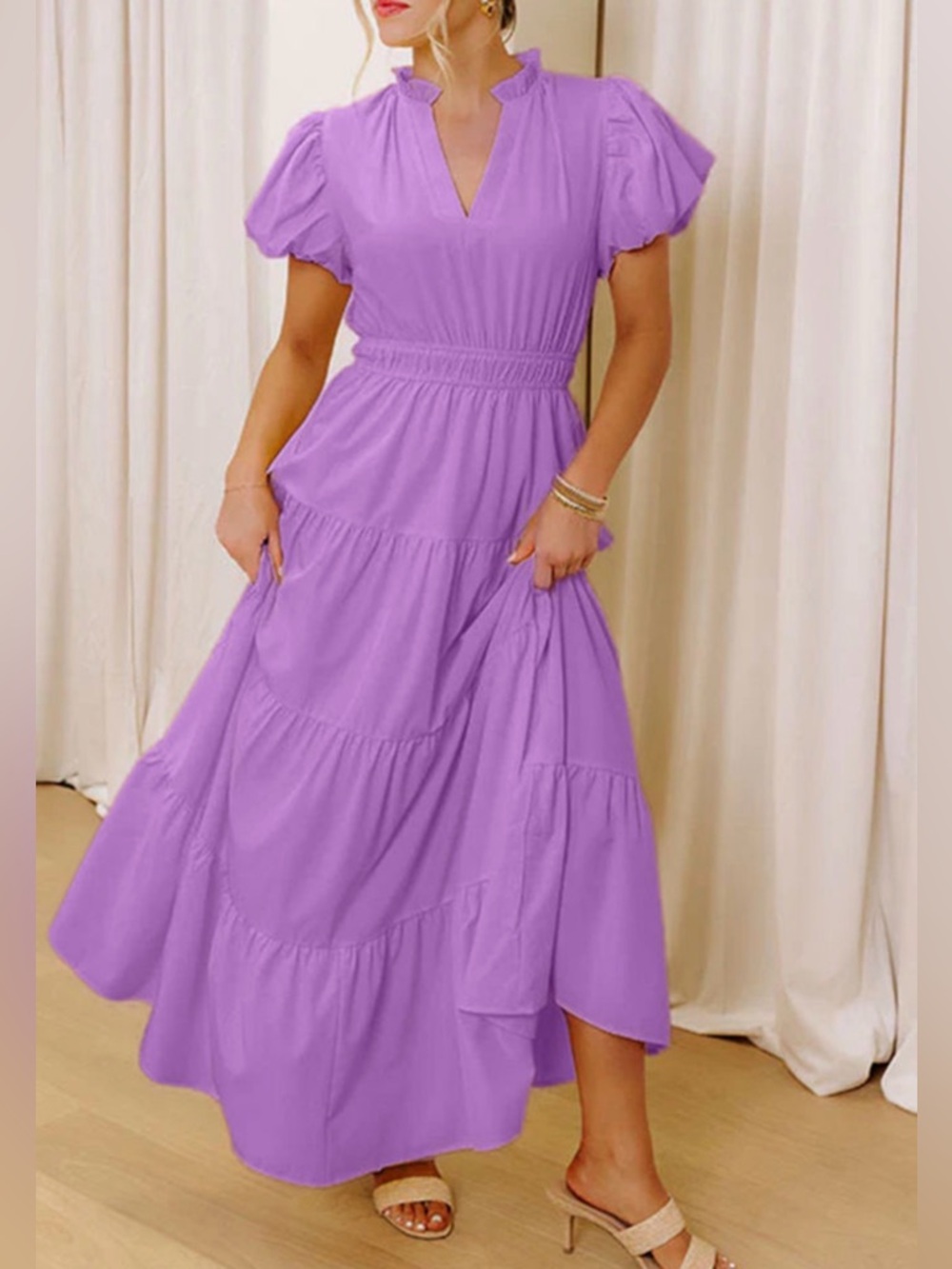 Women's Lavender Tiered Maxi Dress